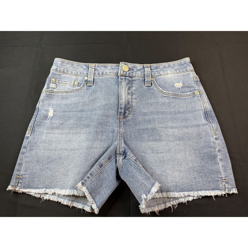 Seven7 High Rise Weekend Shorts Gypsy Moon Light Wash Distressed Frayed Hem 4